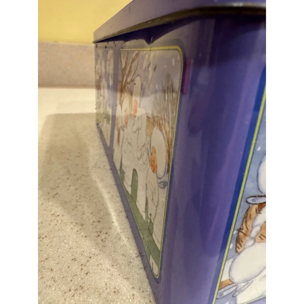 E Otto Schmidt Elsa Beskow Snow Children Purple Lebkuchen Tin Box 10x5.5x4.5